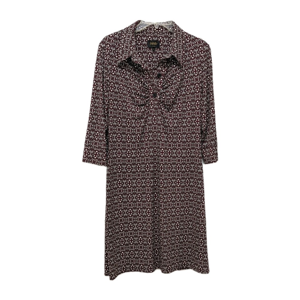 Laundry by Shelli Segal Pullover Jersey Dress Size 10 Maroon Black Geo Retro - Picture 3 of 12